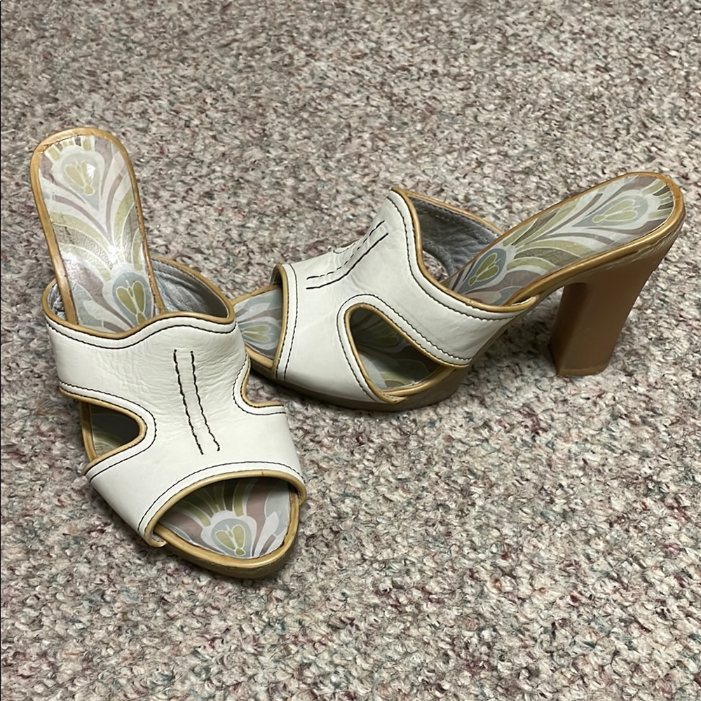 Fly London White leather Heeled Sandals